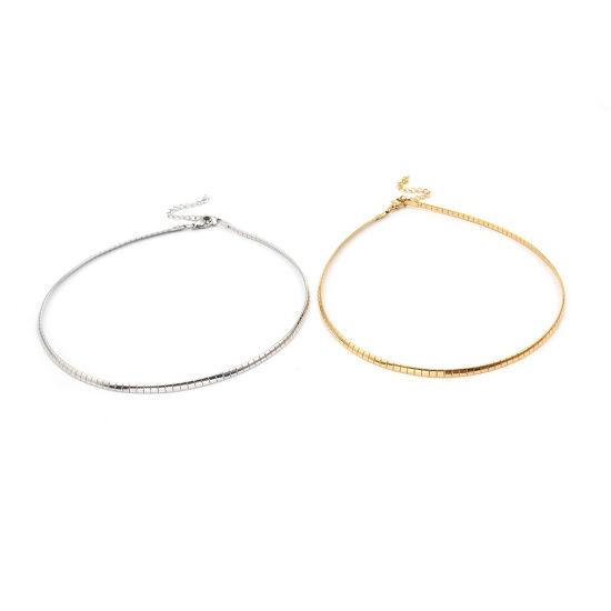 Image de 1 Pièce Collier Ras de Cou en 304 Acier Inoxydable Placage sous Vide Rectangle Doré 35cm long