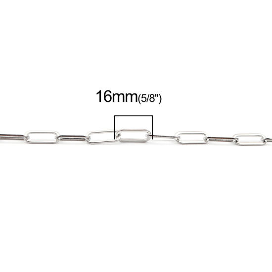 Image de Colliers en 304 Acier Inoxydable Argent Mat Ovale 45cm Long, 1 Pièce