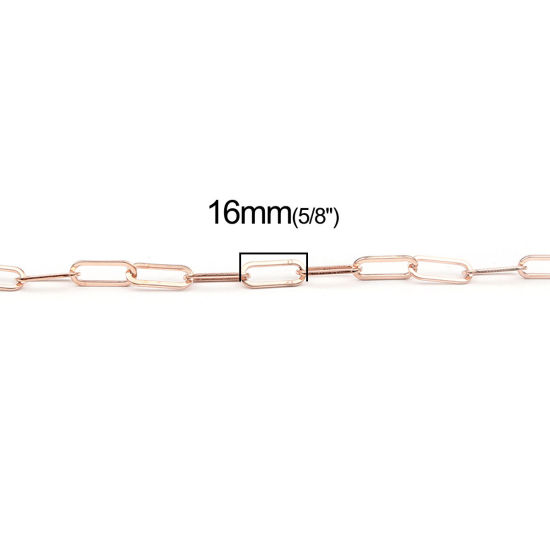 Image de 304 Stainless Steel Necklace Rose Gold Oval 45cm(17 6/8") long, 1 Piece