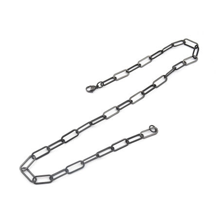 Image de Colliers En Gros Gun Métal en 304 Acier Inoxydable, Chaîne de Trombone, Unisexe Placage sous Vide Élégant Minimaliste Cadeau Bijoux pour Détaillants 45cm long, Taille de la Chaîne: 7mm, 1 Pièce