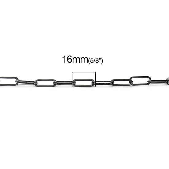 Image de 1 Pièce Colliers en 304 Acier Inoxydable Placage sous Vide Ovale Gun Métal 45cm long