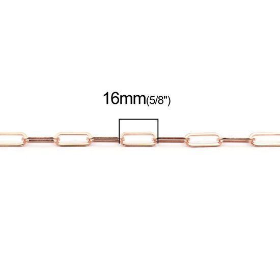 Image de 1 Pièce Colliers en 304 Acier Inoxydable Placage sous Vide Ovale Or Rose 59.5cm long