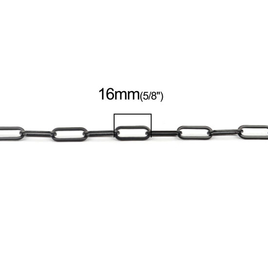 Image de 1 Pièce Colliers en 304 Acier Inoxydable Placage sous Vide Ovale Gun Métal 59.5cm long