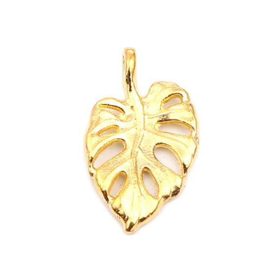 Picture of Zinc Based Alloy Charms Leaf Gold Plated 20mm x 12mm, 50 PCs