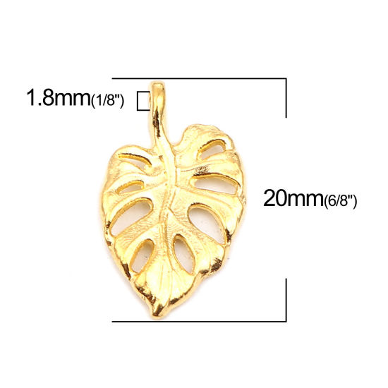 Picture of Zinc Based Alloy Charms Leaf Gold Plated 20mm x 12mm, 50 PCs