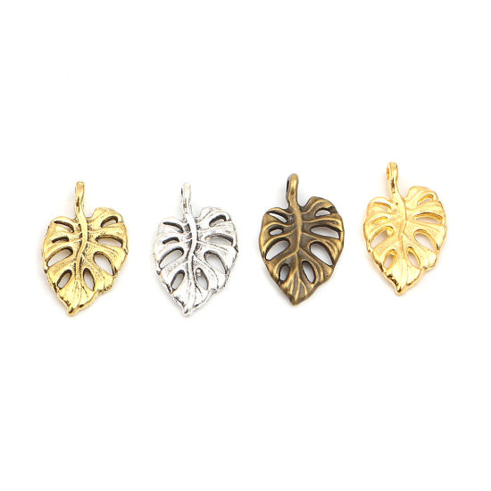 Picture of Zinc Based Alloy Charms Leaf Antique Silver Color 20mm x 12mm, 50 PCs