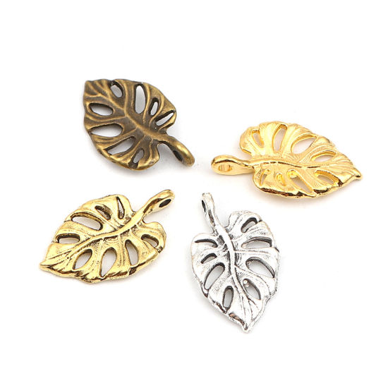 Picture of Zinc Based Alloy Charms Leaf Antique Silver Color 20mm x 12mm, 50 PCs
