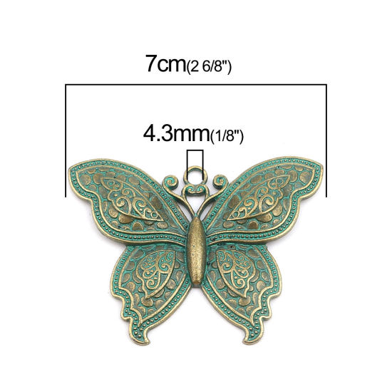 Picture of Zinc Based Alloy Patina Pendants Butterfly Animal Antique Bronze 70mm x 53mm, 2 PCs