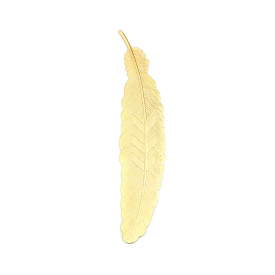 Image de Pendentifs en Alliage de Zinc Plume Doré 11.4cm x 2.3cm, 5 Pcs