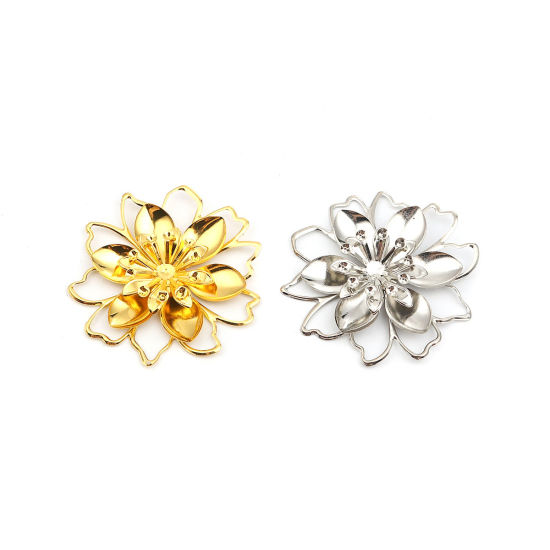 Picture of Zinc Based Alloy Embellishments Flower Gold Plated 57mm x 57mm, 2 PCs