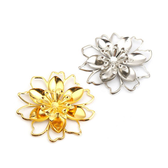 Picture of Zinc Based Alloy Embellishments Flower Gold Plated 57mm x 57mm, 2 PCs