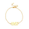 Picture of 304 Stainless Steel Year Anklet Gold Plated Number Message " 1992 " 21cm(8 2/8") long, 1 Piece