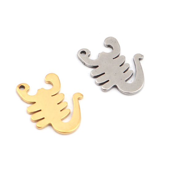 Picture of 304 Stainless Steel Insect Charms Scorpion Gold Plated 14mm x 12mm, 10 PCs