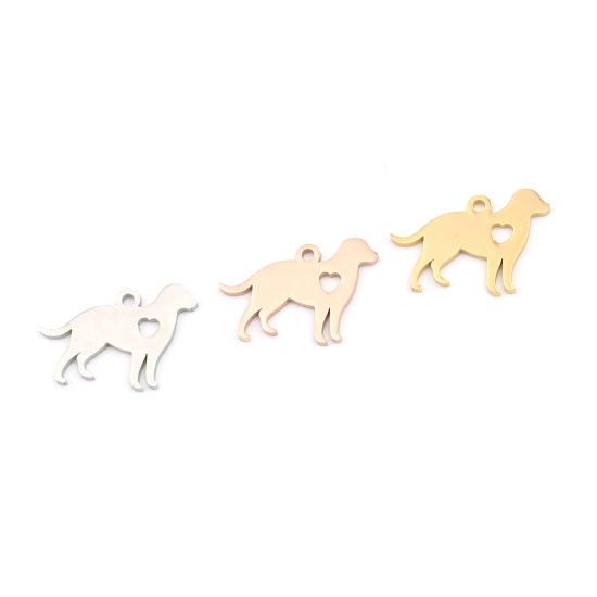 Bild von 304 Edelstahl Charms Hund Vergoldet Herz 19mm x 13mm, 5 Stück