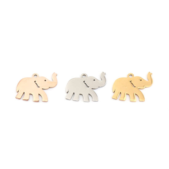 Bild von 304 Edelstahl Charms Elefant Vergoldet 17mm x 13mm, 5 Stück