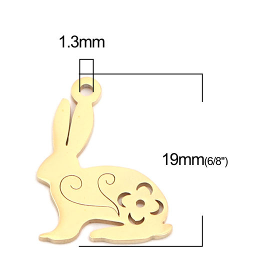 Bild von 304 Edelstahl Charms Hase Vergoldet 19mm x 14mm, 5 Stück