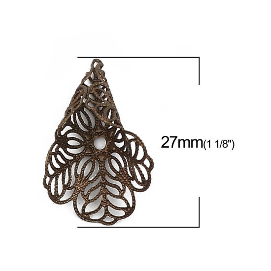 Picture of Brass Bead Cap Cone Antique Bronze Flower (Fit Beads Size: 20mm Dia.) 27mm x 19mm, 10 PCs                                                                                                                                                                     