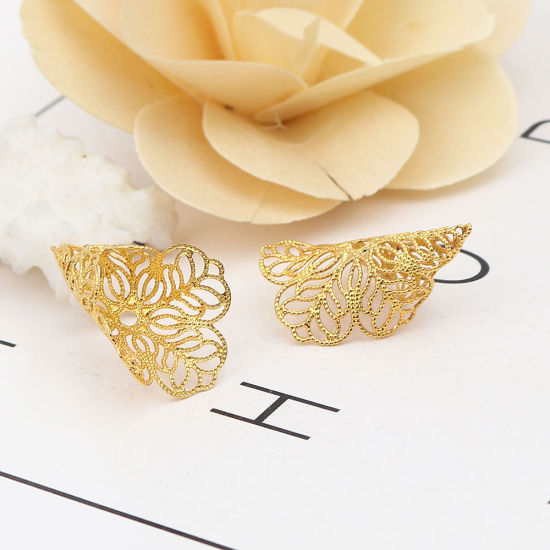 Picture of Brass Bead Cap Cone Gold Plated Flower (Fit Beads Size: 20mm Dia.) 27mm x 19mm, 10 PCs                                                                                                                                                                        