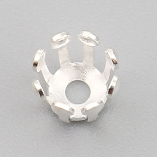 Image de Coupelles en Laiton Colonne Argenté (Apparié à Perle: 6mm Dia) 6mm x 5mm, 100 Pcs                                                                                                                                                                             