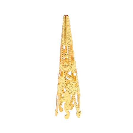 Picture of Brass Bead Cap Cone Gold Plated Filigree (Fit Beads Size: 10mm Dia.) 41mm x 9mm, 20 PCs