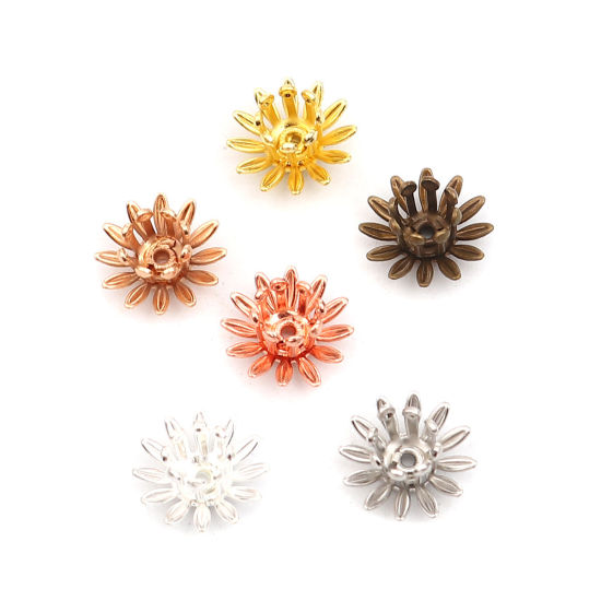 Изображение Brass Bead Cap Daisy Flower Gold Plated (Fit Beads Size: 6mm Dia.) 11mm x 11mm, 20 PCs                                                                                                                                                                        