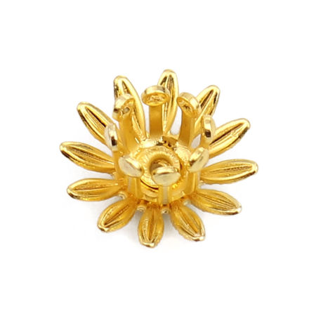 Picture of Brass Bead Cap Daisy Flower Gold Plated (Fit Beads Size: 6mm Dia.) 11mm x 11mm, 20 PCs
