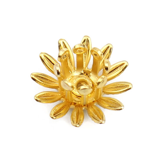 Изображение Brass Bead Cap Daisy Flower Gold Plated (Fit Beads Size: 6mm Dia.) 11mm x 11mm, 20 PCs                                                                                                                                                                        