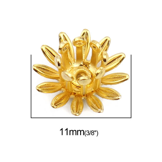 Изображение Brass Bead Cap Daisy Flower Gold Plated (Fit Beads Size: 6mm Dia.) 11mm x 11mm, 20 PCs                                                                                                                                                                        