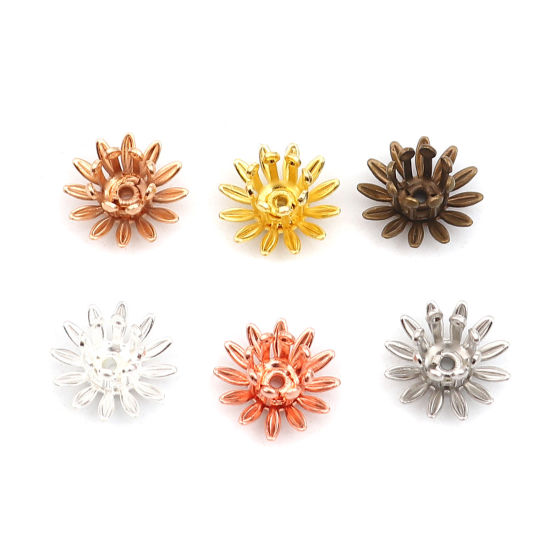 Изображение Brass Bead Cap Daisy Flower Gold Plated (Fit Beads Size: 6mm Dia.) 11mm x 11mm, 20 PCs                                                                                                                                                                        