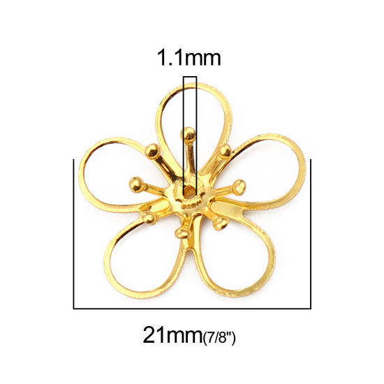 Изображение Brass Bead Cap Flower Gold Plated (Fit Beads Size: 10mm Dia.) 21mm x 21mm, 20 PCs                                                                                                                                                                             