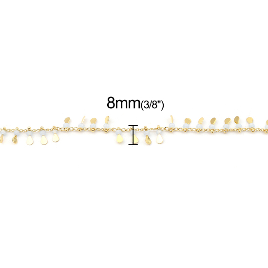 Bild von 1 Meter 304 Edelstahl & Glas Panzerkette Kette Für handgefertigte Schmuckherstellung Tropfen Quaste Vergoldet Eisgrau 8mm