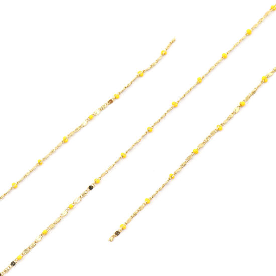 Bild von 304 Edelstahl Schmuckkette Kette Vergoldet Gelb Emaille 7x2mm, 1 Meter