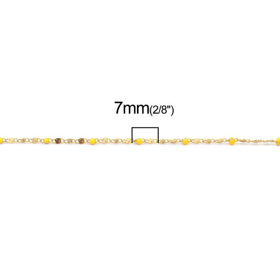 Bild von 304 Edelstahl Schmuckkette Kette Vergoldet Gelb Emaille 7x2mm, 1 Meter