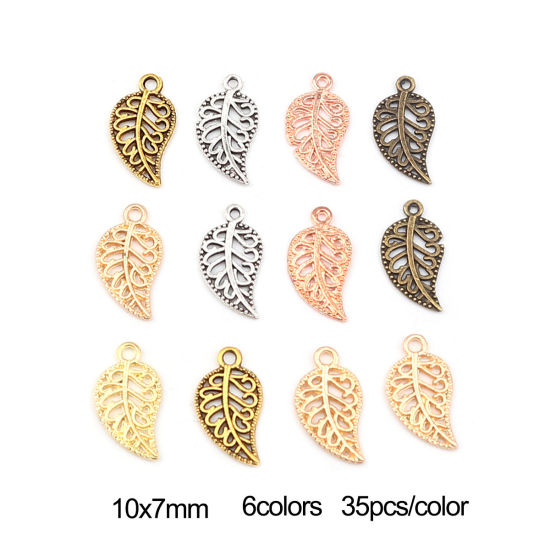 Picture of Zinc Based Alloy Charms Leaf Mixed Color 19mm x 10mm, 1 Set ( 210 PCs/Set)