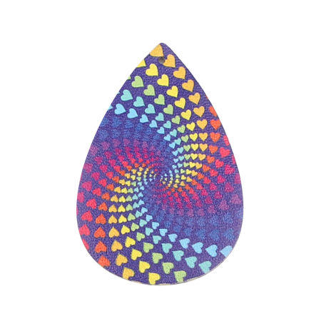 Bild von PU Anhänger Tropfen Bunt Herz 57mm x 38mm, 5 Stück