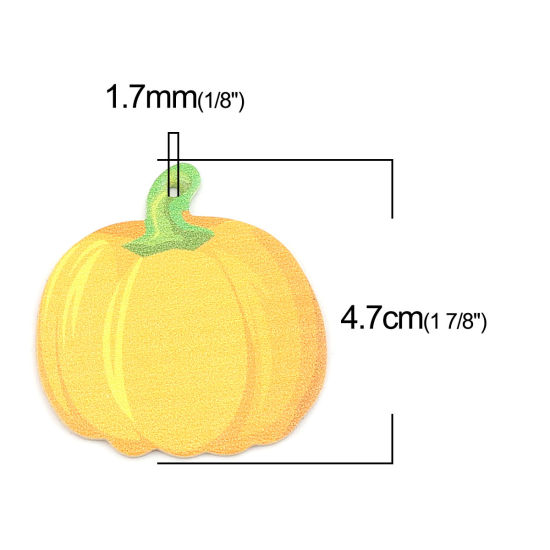 ポリウレタン ペンダント オレンジ色 ハロウィーン・カボチャ 47mm x 45mm、 5 個 の画像