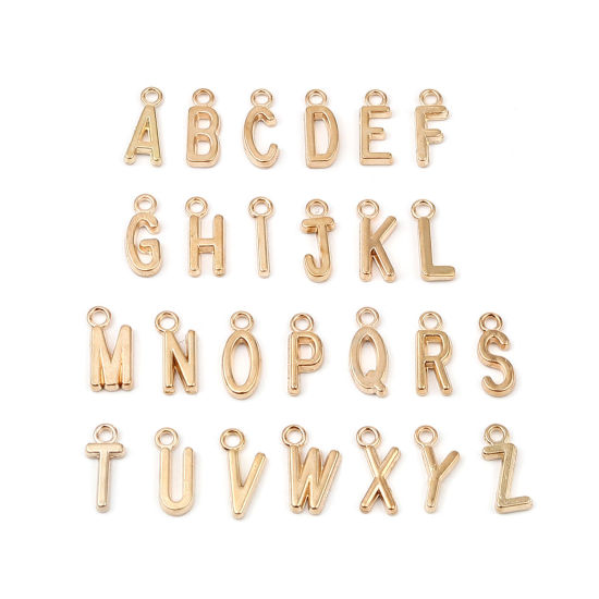 Immagine di Zinc Based Alloy Charms Capital Alphabet/ Letter Gold Plated Mixed 16mm x 6mm, 1 Set ( 26 PCs/Set)