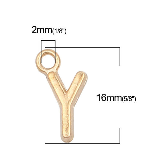 Immagine di Zinc Based Alloy Charms Capital Alphabet/ Letter Gold Plated Mixed 16mm x 6mm, 1 Set ( 26 PCs/Set)