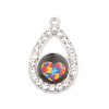 Picture of Zinc Based Alloy Medical Charms Heart Silver Tone Multicolor Jigsaw Enamel Clear Rhinestone 26mm x 25mm, 1 Piece