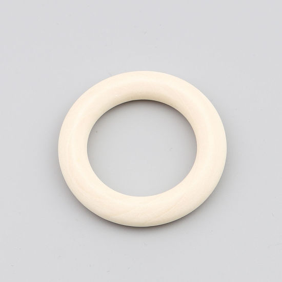 Immagine di 50 Pz Legno Naturale Pendenti Charms Connettori Accessori Anello Beige 20mm Dia