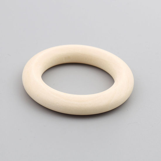 Immagine di 50 Pz Legno Naturale Pendenti Charms Connettori Accessori Anello Beige 20mm Dia