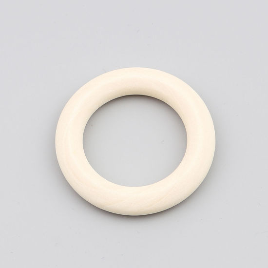 Image de 10 Pcs Connecteurs Pendentifs Breloques en Bois Naturel Beige Annulaire 7cm Dia