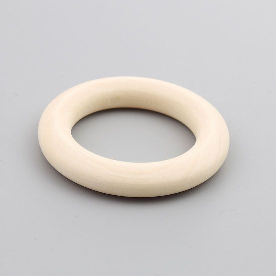 Image de 10 Pcs Connecteurs Pendentifs Breloques en Bois Naturel Beige Annulaire 7cm Dia