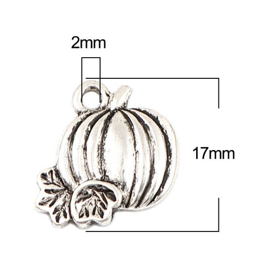 Immagine di Zinc Based Alloy Charms Antique Silver Color Halloween Pumpkin 17mm x 17mm, 20 PCs
