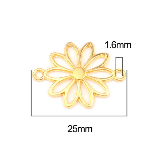 Изображение Zinc Based Alloy Connectors Daisy Flower Gold Plated 25mm x 19mm, 50 PCs