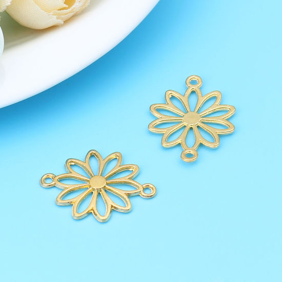 Изображение Zinc Based Alloy Connectors Daisy Flower Gold Plated 25mm x 19mm, 50 PCs