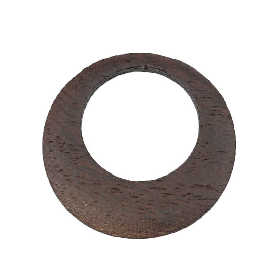 Picture of Wood Pendants Circle Ring Dark Coffee 50mm Dia, 2 PCs