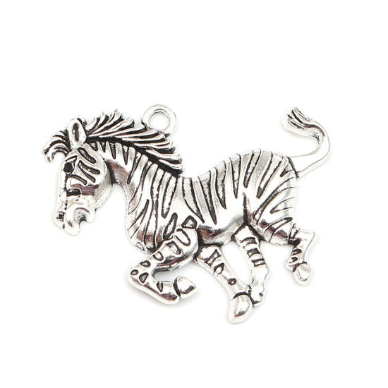 Immagine di Zinc Based Alloy Pendants Zebra Antique Silver Color 50mm x 40mm, 5 PCs