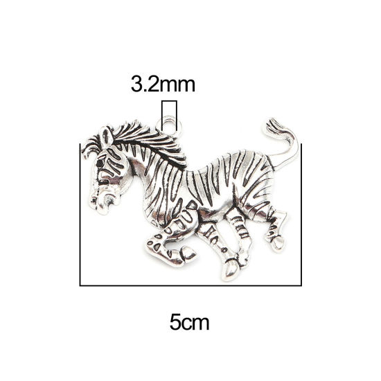 Immagine di Zinc Based Alloy Pendants Zebra Antique Silver Color 50mm x 40mm, 5 PCs
