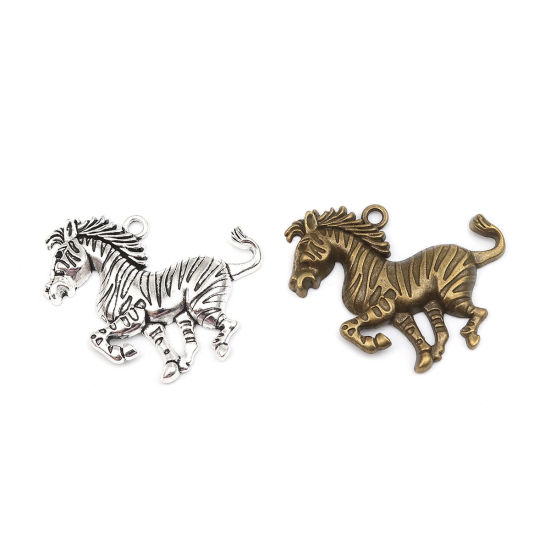 Immagine di Zinc Based Alloy Pendants Zebra Antique Silver Color 50mm x 40mm, 5 PCs